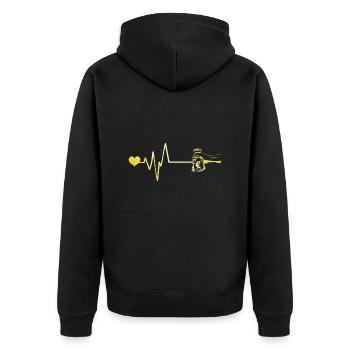 Money Love Pulse Heart - Unisex Premium Organic Zip Hoodie - black - Back - Nico (187cm)