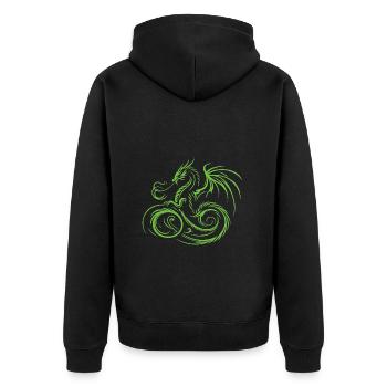 Dragon vert – Mystique, fort et intrépide - Veste à capuche bio Premium Unisexe - noir - Dos - Nico (187cm)