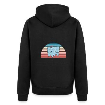 Hygienist Retro Sunset Dental Assistant - Unisex Premium Bio Zip Hoodie - Schwarz - Hinten - Nico (187cm)