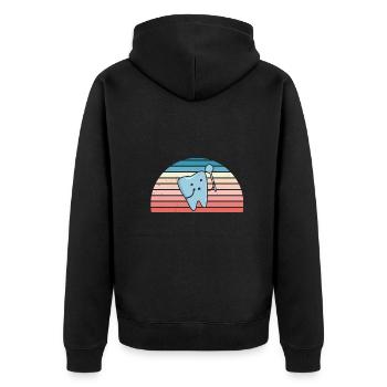 Hygienist Retro Sunset Dental Assistant - Unisex Premium Bio Zip Hoodie - Schwarz - Hinten - Nico (187cm)