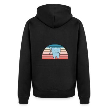Hygienist Retro Sunset Dental Assistant - Unisex Premium Bio Zip Hoodie - Schwarz - Hinten - Nico (187cm)