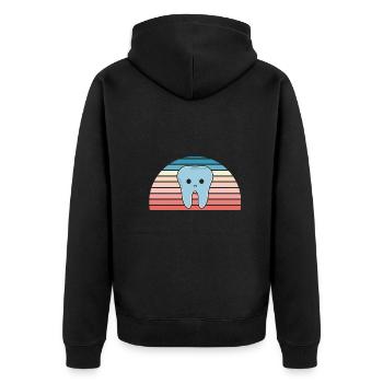 Hygienist Retro Sunset Dental Assistant - Unisex Premium Bio Zip Hoodie - Schwarz - Hinten - Nico (187cm)