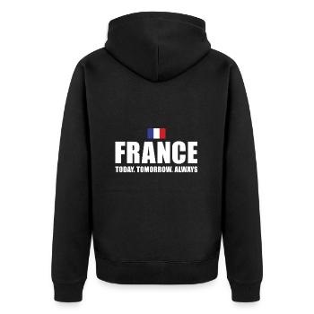 France Today Tomorrow Alaways France Rugby - Unisex Premium Bio Zip Hoodie - Schwarz - Hinten - Nico (187cm)