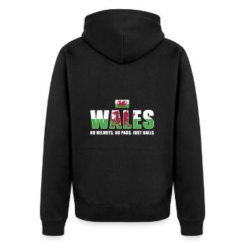 No Helmets No Pads Just Balls Wales Rugby - Unisex Premium Organic Zip Hoodie - black - Back - Nico (187cm)
