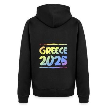 Grèce 2025 Coloré - Veste à capuche bio Premium Unisexe - noir - Dos - Nico (187cm)