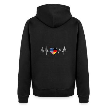 USA Germany Flag Two Countries - Unisex Premium Organic Zip Hoodie - black - Back - Nico (187cm)
