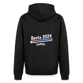 Rente 2024 Loading... Rente 2024 - Unisex Premium Bio Zip Hoodie - Schwarz - Hinten - Nico (187cm)