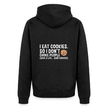 Baking Save A Life… Send Cookies Cookie - Unisex Premium Bio Zip Hoodie - Schwarz - Hinten - Nico (187cm)