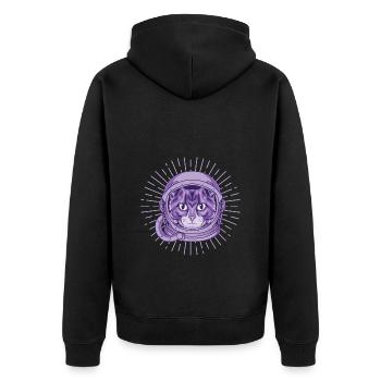 Astro Katze - Unisex Premium Bio Zip Hoodie - Schwarz - Hinten - Nico (187cm)