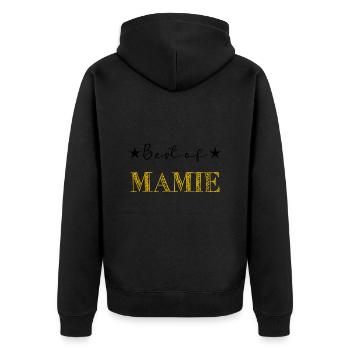 OMA. MUTTERTAG. ALLES GUTE ZUM GEBURTSTAG OMA. ICH LIEBE DICH - Unisex Premium Bio Zip Hoodie - Schwarz - Hinten - Nico (187cm)