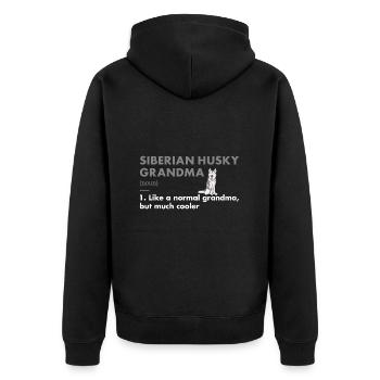 Siberian Husky Grandma Definition - Unisex Premium Bio Zip Hoodie - Schwarz - Hinten - Nico (187cm)