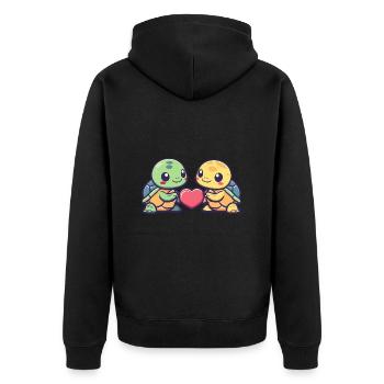 Schildkröte Paar Liebe Valentinstag - Unisex Premium Bio Zip Hoodie - Schwarz - Hinten - Nico (187cm)