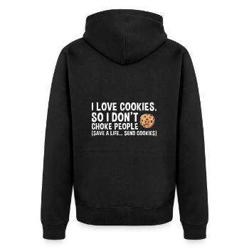 Baking Save A Life... Send Cookies Cookie - Unisex Premium Organic Zip Hoodie - black - Back - Nico (187cm)