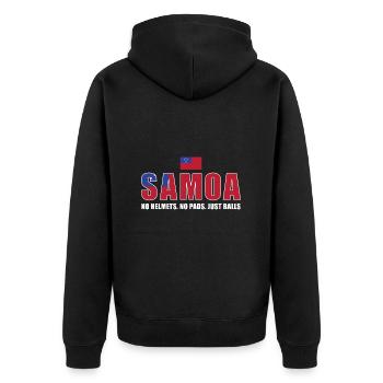 Samoa Pas de casque, pas de jambières, juste des ballons Samoa Rugby - Veste à capuche bio Premium Unisexe - noir - Dos - Nico (187cm)