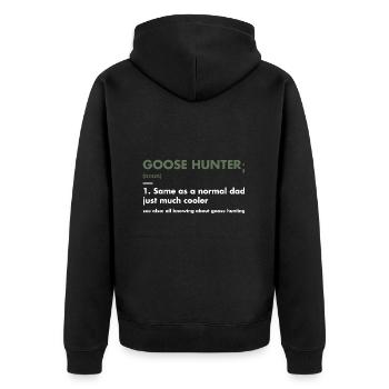 Goose Hunting Definition Goose Hunter - Unisex Premium Bio Zip Hoodie - Schwarz - Hinten - Nico (187cm)