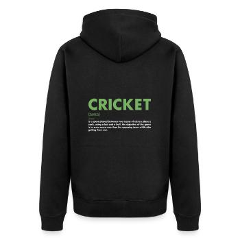 Sport Definition Cricket - Unisex Premium Bio Zip Hoodie - Schwarz - Hinten - Nico (187cm)