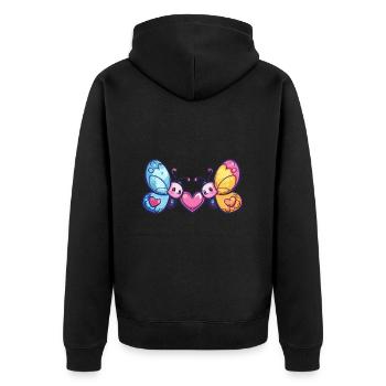 Schmetterling Paar Liebe Valentinstag - Unisex Premium Bio Zip Hoodie - Schwarz - Hinten - Nico (187cm)