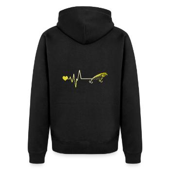 Fish Hook Pulse - Unisex Premium Organic Zip Hoodie - black - Back - Nico (187cm)