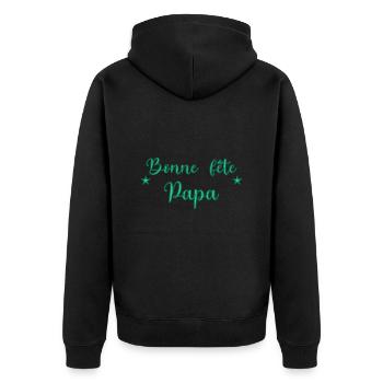 PAPA. FÊTE DES PÈRES. BONNE FÊTE PAPA. BONNE FÊTE - Veste à capuche bio Premium Unisexe - noir - Dos - Nico (187cm)