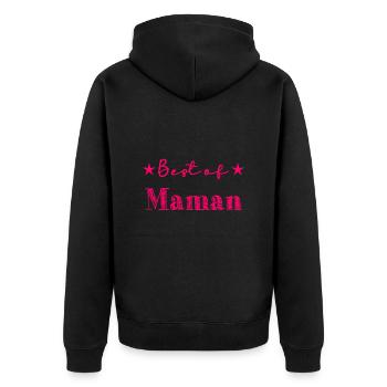 MAMAN. FÊTE DES MÈRES. BONNE FÊTE MAMAN. FÊTE - Veste à capuche bio Premium Unisexe - noir - Dos - Nico (187cm)