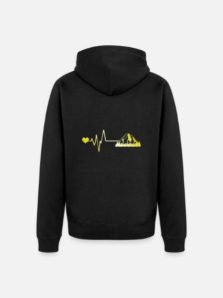 Mountains Pulse Heart - Unisex Premium Organic Zip Hoodie - black