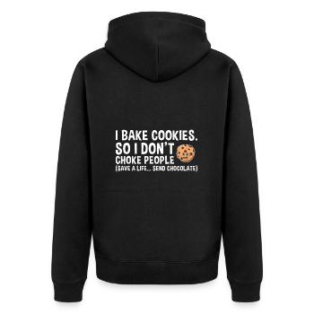 Baking Save A Life… Send Chocolate Cookie - Unisex Premium Bio Zip Hoodie - Schwarz - Hinten - Nico (187cm)