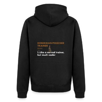 Doberman Pinscher Trainer Definiton - Unisex Premium Organic Zip Hoodie - black - Back - Nico (187cm)