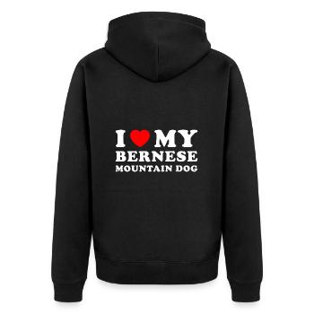 J’aime mon Bouvier Bernois - Veste à capuche bio Premium Unisexe - noir - Dos - Nico (187cm)