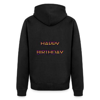 JOYEUX ANNIVERSAIRE. HAPPY BIRTHDAY. ANNIVERSAIRE. - Veste à capuche bio Premium Unisexe - noir - Dos - Nico (187cm)