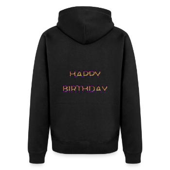 ALLES GUTE ZUM GEBURTSTAG. ALLES GUTE ZUM GEBURTSTAG. JAHRESTAG. - Unisex Premium Bio Zip Hoodie - Schwarz - Hinten - Nico (187cm)