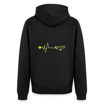 Herzschlag Boot - Unisex Premium Bio Zip Hoodie - Schwarz - Hinten - Nico (187cm)