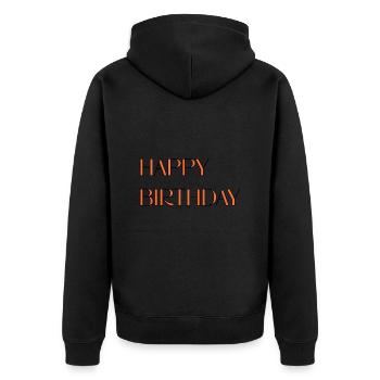 ALLES GUTE ZUM GEBURTSTAG. ALLES GUTE ZUM GEBURTSTAG. JAHRESTAG. - Unisex Premium Bio Zip Hoodie - Schwarz - Hinten - Nico (187cm)