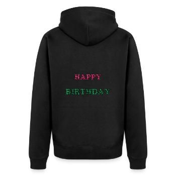 JOYEUX ANNIVERSAIRE. HAPPY BIRTHDAY. ANNIVERSAIRE. - Veste à capuche bio Premium Unisexe - noir - Dos - Nico (187cm)