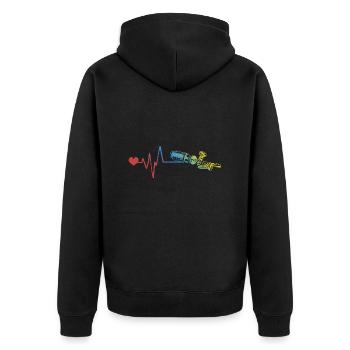 Schraubenzieher Puls Herzschlag - Unisex Premium Bio Zip Hoodie - Schwarz - Hinten - Nico (187cm)