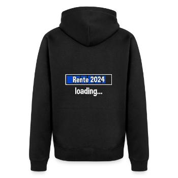 Rente 2024 Loading... Rente 2024 - Unisex Premium Bio Zip Hoodie - Schwarz - Hinten - Nico (187cm)