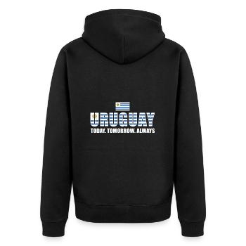Uruguay Today Tomorrow Always Uruguay Rugby - Unisex Premium Organic Zip Hoodie - black - Back - Nico (187cm)