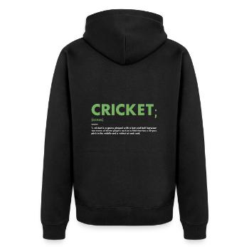 Sport Definition Cricket - Unisex Premium Bio Zip Hoodie - Schwarz - Hinten - Nico (187cm)