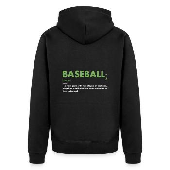 Sports Definition Baseball - Unisex Premium Organic Zip Hoodie - black - Back - Nico (187cm)