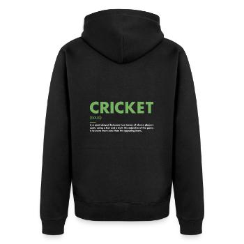 Sport Definition Cricket - Unisex Premium Bio Zip Hoodie - Schwarz - Hinten - Nico (187cm)