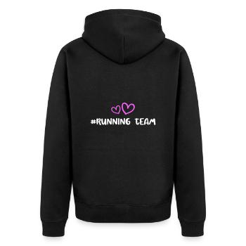 Running Team Herz - Unisex Premium Bio Zip Hoodie - Schwarz - Hinten - Nico (187cm)