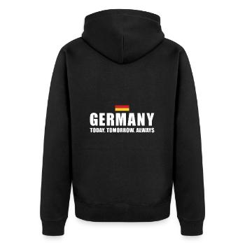 Germany Today Tomorrow Always Germany Rugby - Unisex Premium Organic Zip Hoodie - black - Back - Nico (187cm)