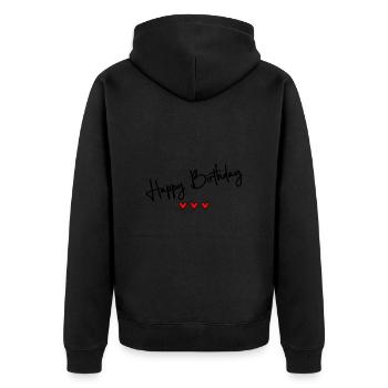 JOYEUX ANNIVERSAIRE. HAPPY BIRTHDAY. ANNIVERSAIRE. - Veste à capuche bio Premium Unisexe - noir - Dos - Nico (187cm)