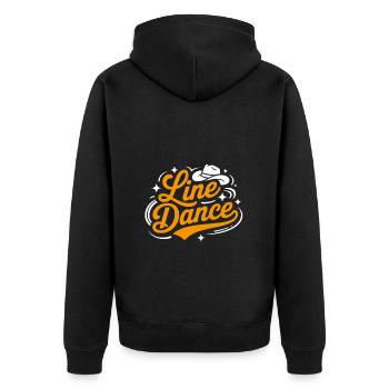 Line Dance mein Hobby - meine Passion - mein Ding - Unisex Premium Bio Zip Hoodie - Schwarz - Hinten - Nico (187cm)