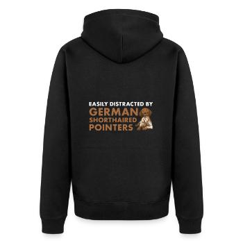 Easily Distracted By German Shorthaired Pointer - Unisex Premium Bio Zip Hoodie - Schwarz - Hinten - Nico (187cm)
