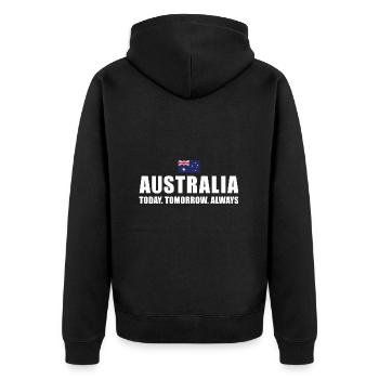 Australia Today Tomorrow Always Australia Rugby - Unisex Premium Bio Zip Hoodie - Schwarz - Hinten - Nico (187cm)
