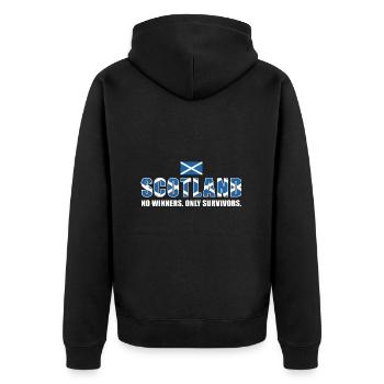 Scotland No Winners Only Survivors Scotland Rugby - Unisex Premium Organic Zip Hoodie - black - Back - Nico (187cm)