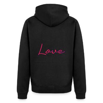 LOVE. COUPLE. JUST MARRIED. EVJF. SAINT VALENTIN. - Veste à capuche bio Premium Unisexe - noir - Dos - Nico (187cm)