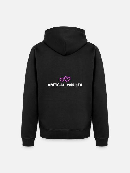 Married Wedding Heart - Unisex Premium Organic Zip Hoodie - black