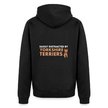 Facilement distrait par Yorkshire Terrier - Veste à capuche bio Premium Unisexe - noir - Dos - Nico (187cm)
