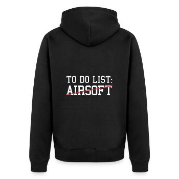 Sport To Do List Airsoft - Unisex Premium Bio Zip Hoodie - Schwarz - Hinten - Nico (187cm)